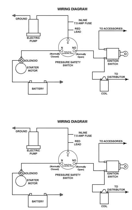 Oil pressure outlet switch wiring